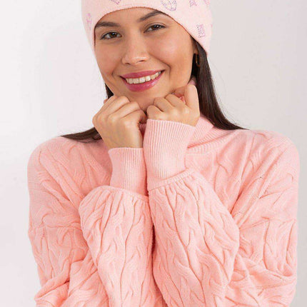 Glamorous Rhinestone-Embellished Cashmere Winter Beanie Hat