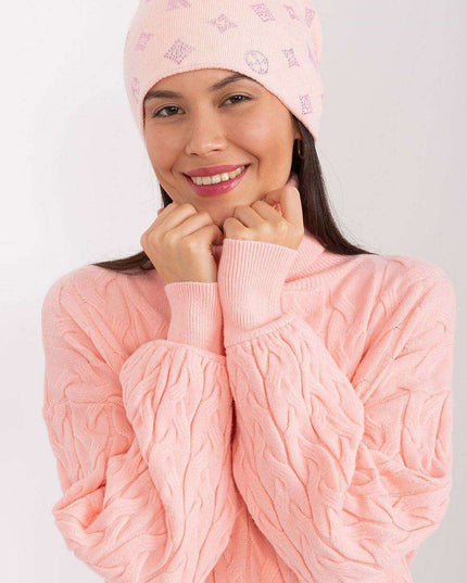 Glamorous Rhinestone-Embellished Cashmere Winter Beanie Hat