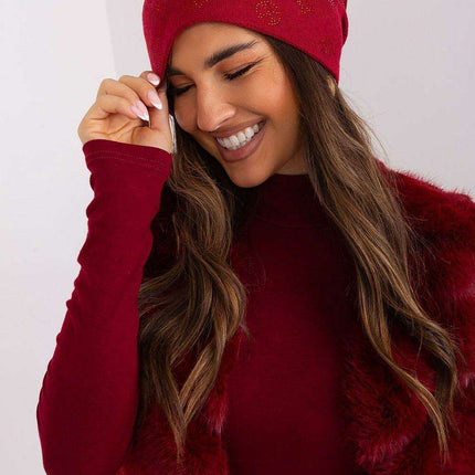 Glamorous Rhinestone-Embellished Cashmere Winter Beanie Hat