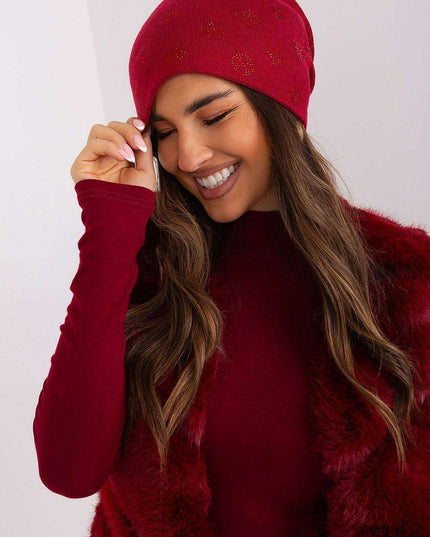 Glamorous Rhinestone-Embellished Cashmere Winter Beanie Hat