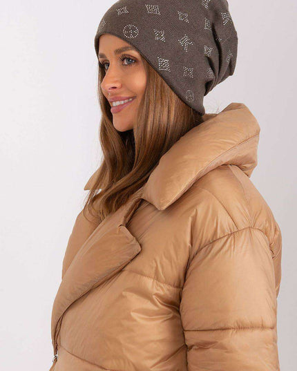 Glamorous Rhinestone-Embellished Cashmere Winter Beanie Hat