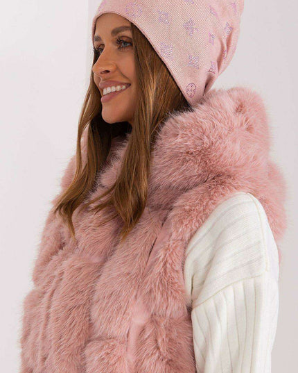 Glamorous Rhinestone-Embellished Cashmere Winter Beanie Hat