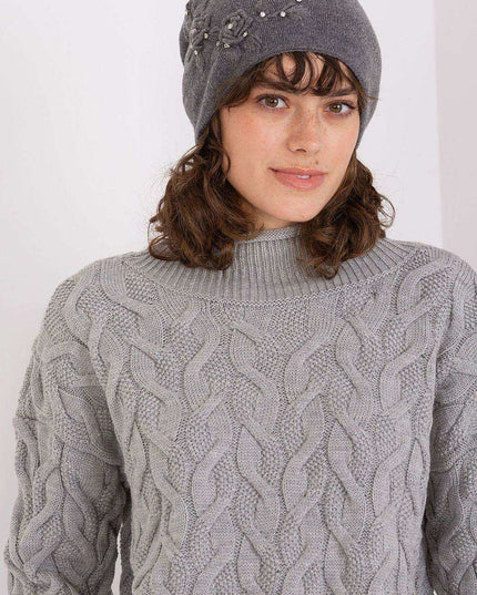 Stylish Winter Knit Beanie with Elegant Applique Detail