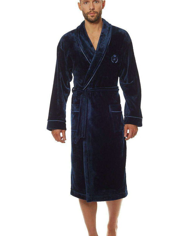 Elegant Men's Knit Bathrobe with Functional Pockets