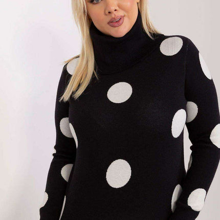 Chic Polka Dot Plus Size Turtleneck Sweater for Women