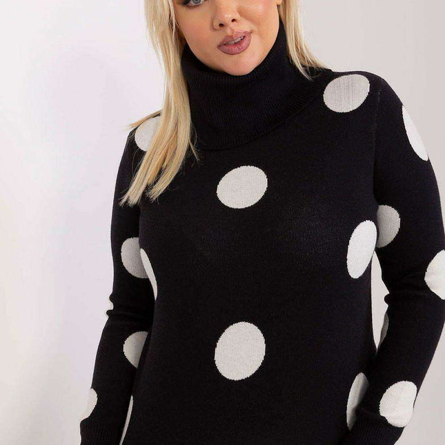 Chic Polka Dot Plus Size Turtleneck Sweater for Women