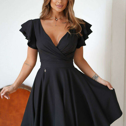 Flouncy Sleeve Fit and Flare Cocktail Dress