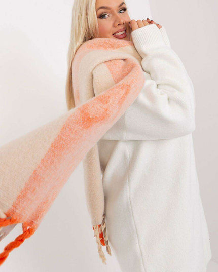 Autumn Striped Shawl with Elegant Tassels – Versatile Women’s Wrap