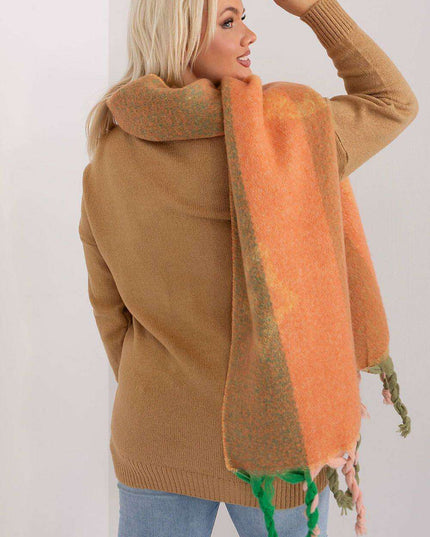 Autumn Striped Shawl with Elegant Tassels – Versatile Women’s Wrap