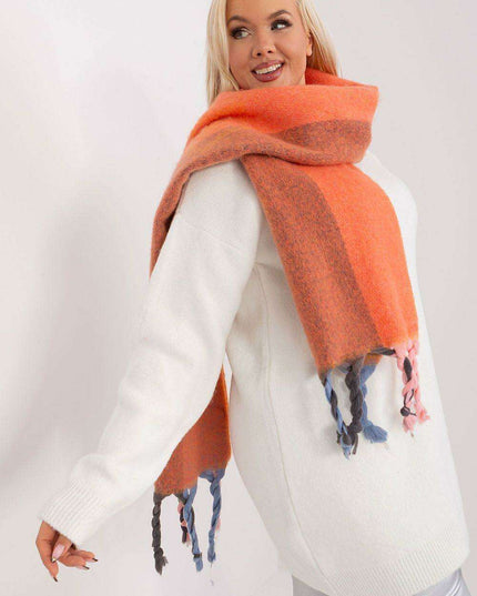 Autumn Striped Shawl with Elegant Tassels – Versatile Women’s Wrap