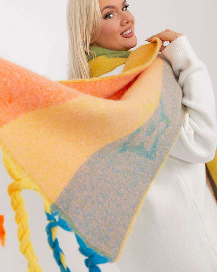 Autumn Striped Shawl with Elegant Tassels – Versatile Women’s Wrap