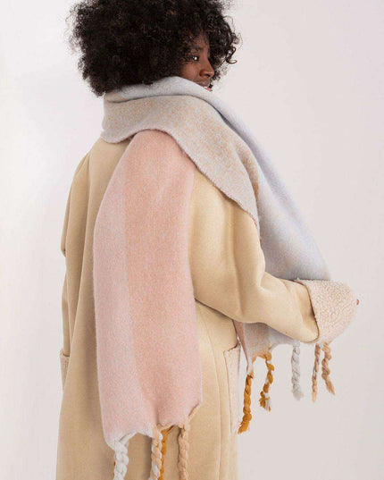 Autumn Striped Shawl with Elegant Tassels – Versatile Women’s Wrap