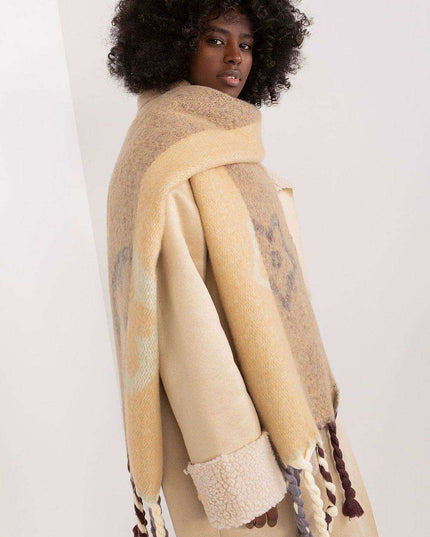 Autumn Striped Shawl with Elegant Tassels – Versatile Women’s Wrap