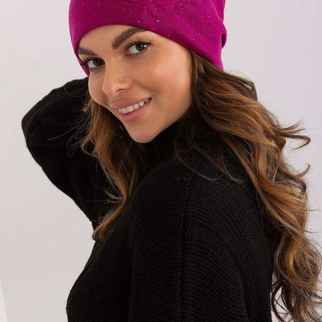 Chic Cashmere Beanie with Sparkling Rhinestone Accents