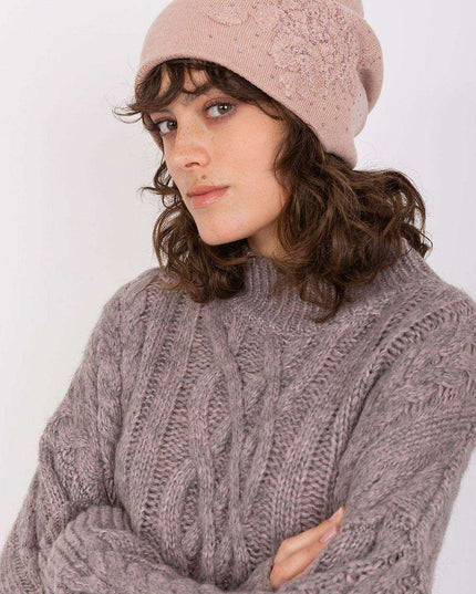 Chic Cashmere Beanie with Sparkling Rhinestone Accents