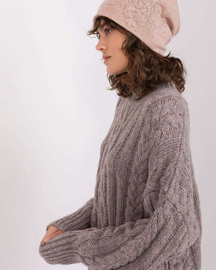 Chic Cashmere Beanie with Sparkling Rhinestone Accents