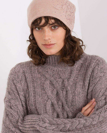 Chic Cashmere Beanie with Sparkling Rhinestone Accents