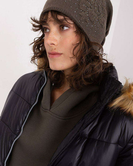 Chic Cashmere Beanie with Sparkling Rhinestone Accents