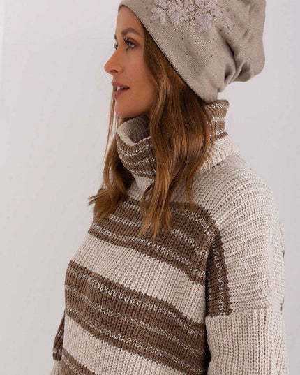 Chic Cashmere Beanie with Sparkling Rhinestone Accents