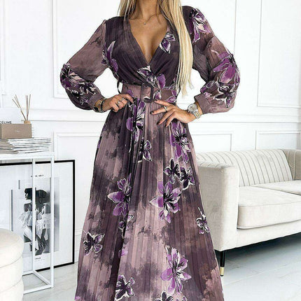 Enchanting Floral Elegance Chiffon Maxi Dress by Numoco