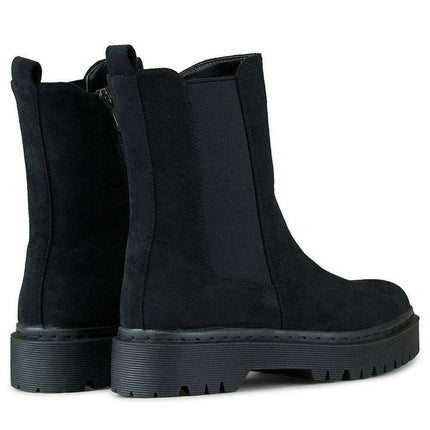 Elegant Black Eco-Suede Winter Boots