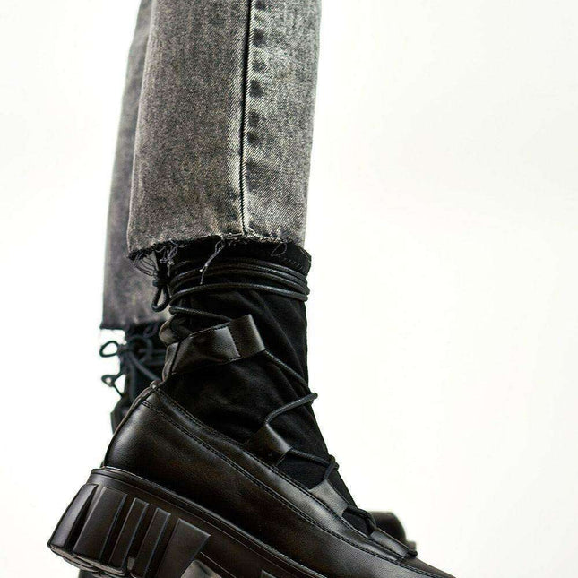 Chic Black Suede High-Top Boots