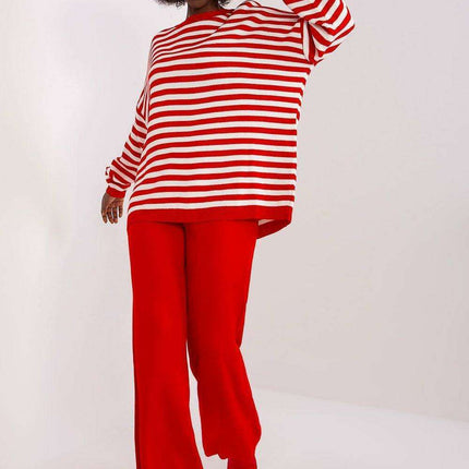 Striped Sweater and Wide-Leg Pant Outfit