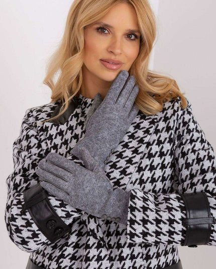 Elegant Floral Accented Touchscreen Gloves with Modern Geometric Design for Women