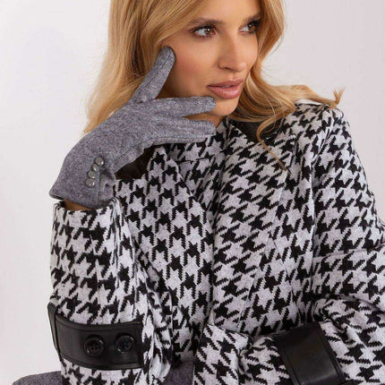 Elegant Floral Accented Touchscreen Gloves with Modern Geometric Design for Women