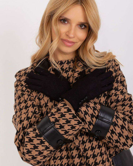 Elegant Floral Accented Touchscreen Gloves with Modern Geometric Design for Women