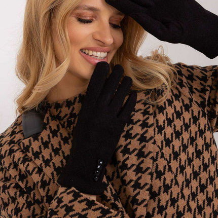 Elegant Floral Accented Touchscreen Gloves with Modern Geometric Design for Women