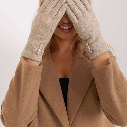 Elegant Floral Accented Touchscreen Gloves with Modern Geometric Design for Women