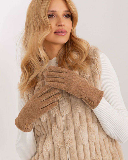 Elegant Floral Accented Touchscreen Gloves with Modern Geometric Design for Women