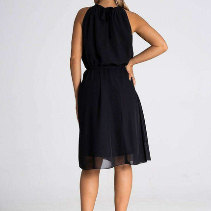 Versatile Chiffon Halter Evening Gown with Adjustable Sash - Stylish Trapezoidal Design