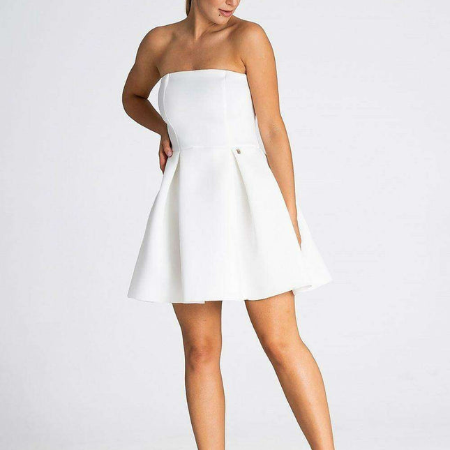 Chic Silver Logo-Embellished Pleated Evening Dress