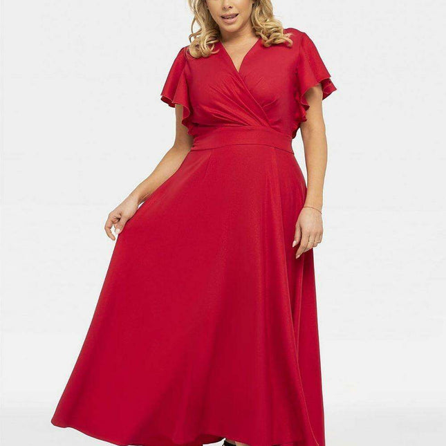 Elegant Plus Size Flared Maxi Dress - Aksena Collection