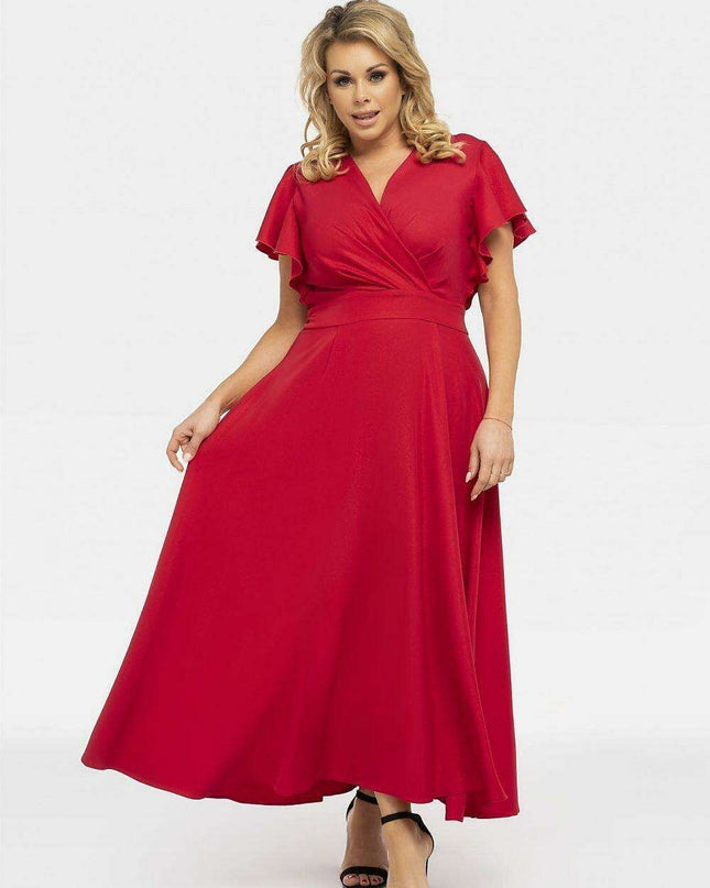 Elegant Plus Size Flared Maxi Dress - Aksena Collection