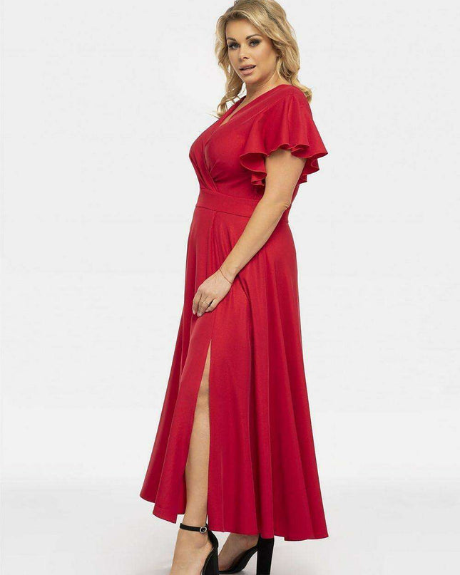 Elegant Plus Size Flared Maxi Dress - Aksena Collection