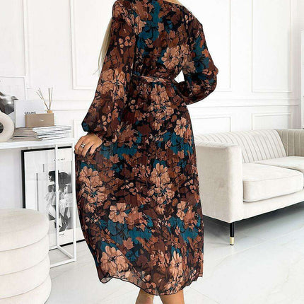 Chic Serene Floral Chiffon Cocktail Dress in Blue by Numoco