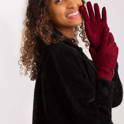 Elegant Floral Accented Touchscreen Gloves with Modern Geometric Design for Women
