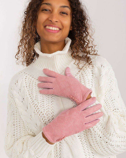 Elegant Floral Accented Touchscreen Gloves with Modern Geometric Design for Women