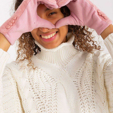 Elegant Floral Accented Touchscreen Gloves with Modern Geometric Design for Women