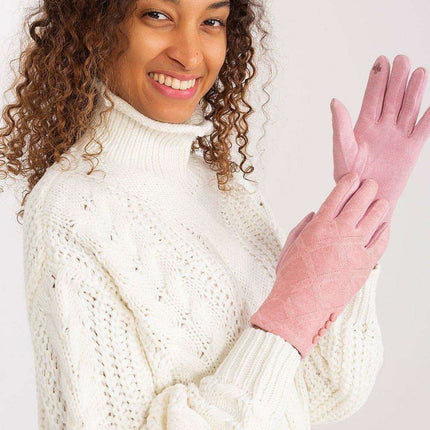 Elegant Floral Accented Touchscreen Gloves with Modern Geometric Design for Women