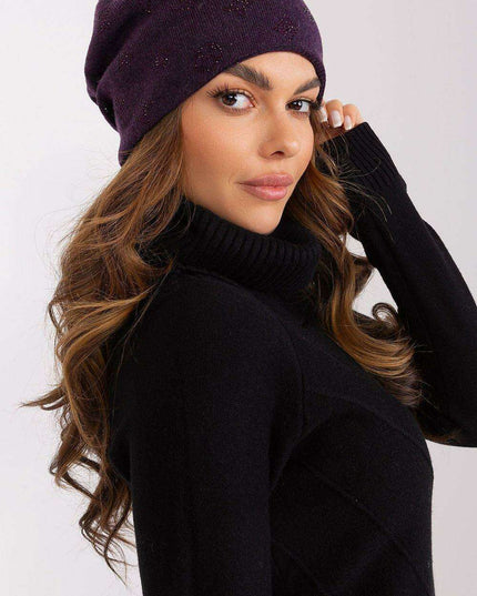 Glamorous Rhinestone-Embellished Cashmere Winter Beanie Hat