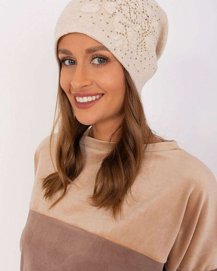 Chic Cashmere Beanie with Sparkling Rhinestone Accents