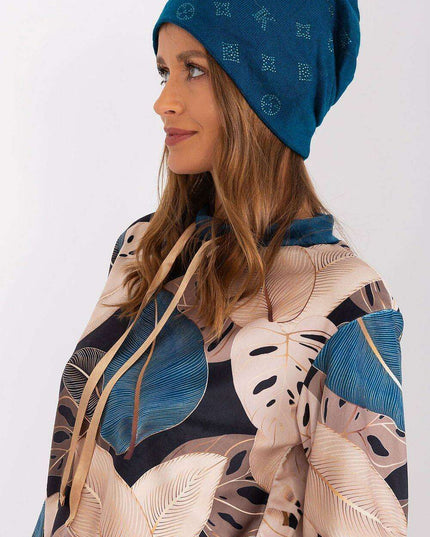 Glamorous Rhinestone-Embellished Cashmere Winter Beanie Hat
