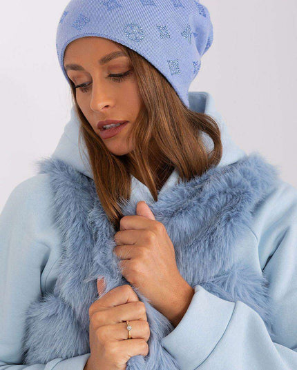 Glamorous Rhinestone-Embellished Cashmere Winter Beanie Hat