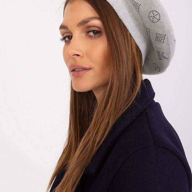 Glamorous Rhinestone-Embellished Knit Beret