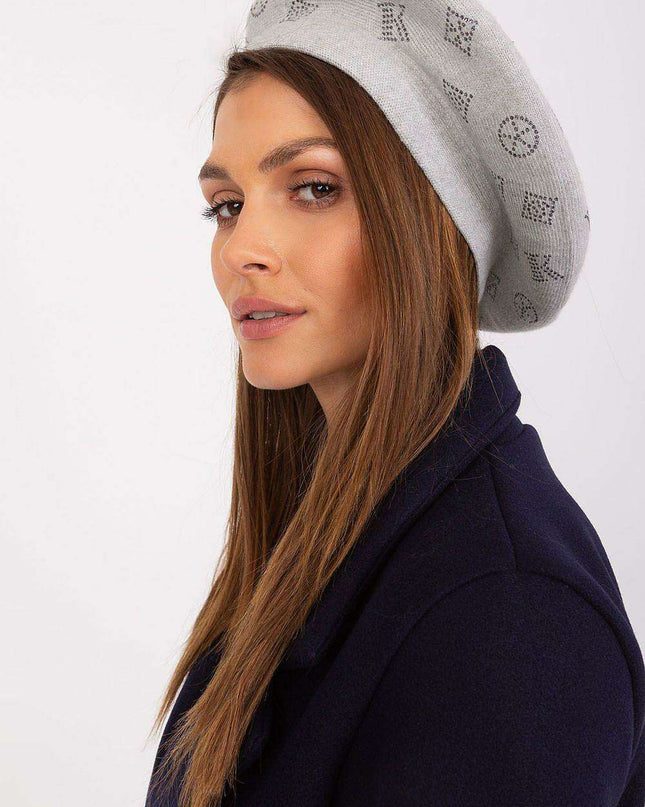 Glamorous Rhinestone-Embellished Knit Beret