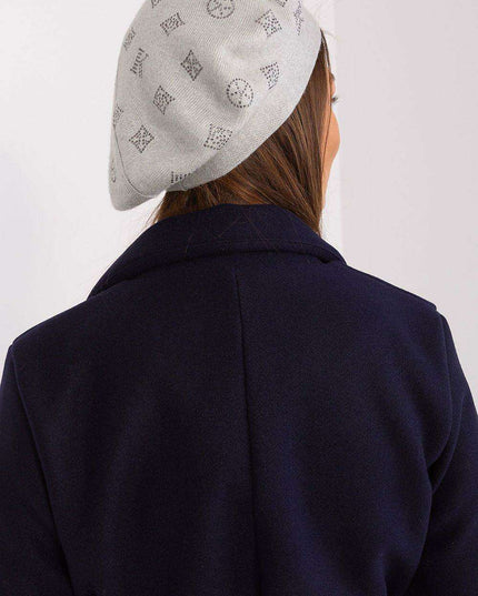 Glamorous Rhinestone-Embellished Knit Beret